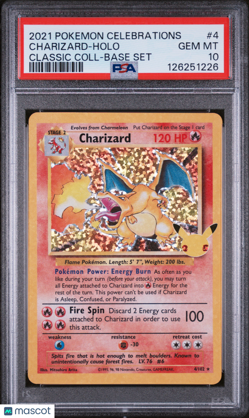 2021 Pokemon Celebrations Classic Collection Charizard Holo PSA 10 #4/102