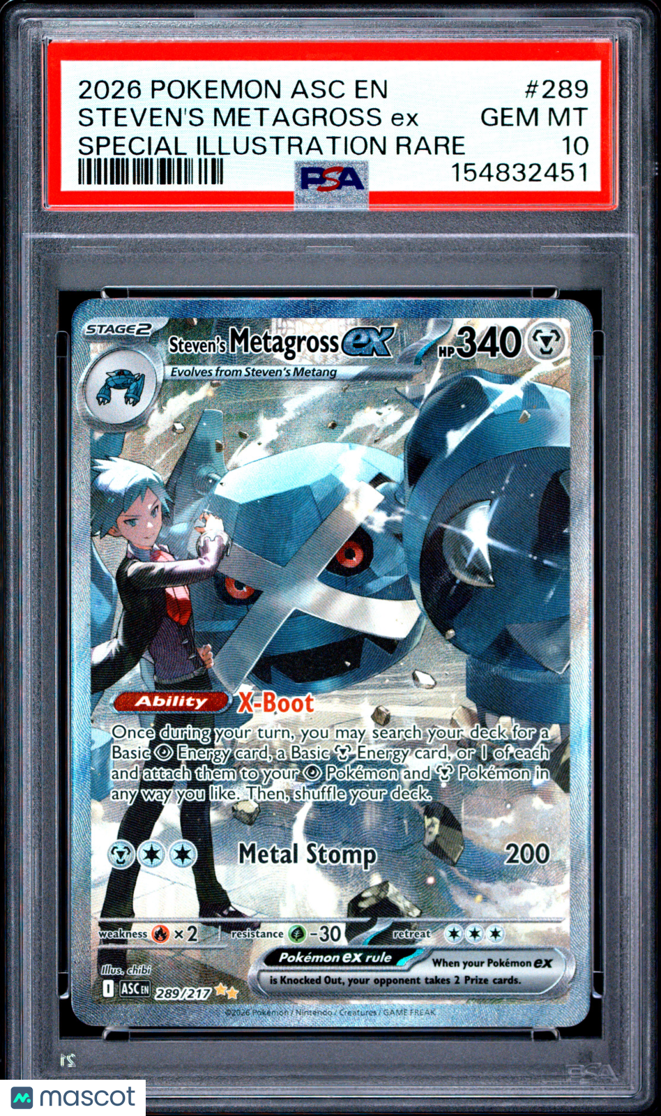 2026 Ascended Heroes Steven's Metagross ex Special Illustration PSA 10 #289/217