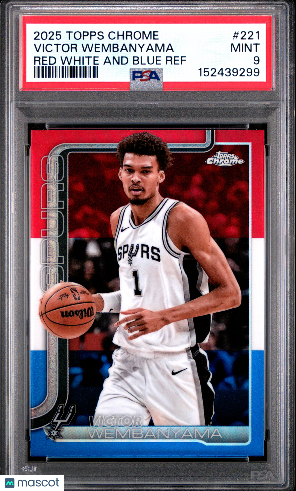 2025 Topps Chrome Victor Wembanyama #221 Red White And Blue PSA 9