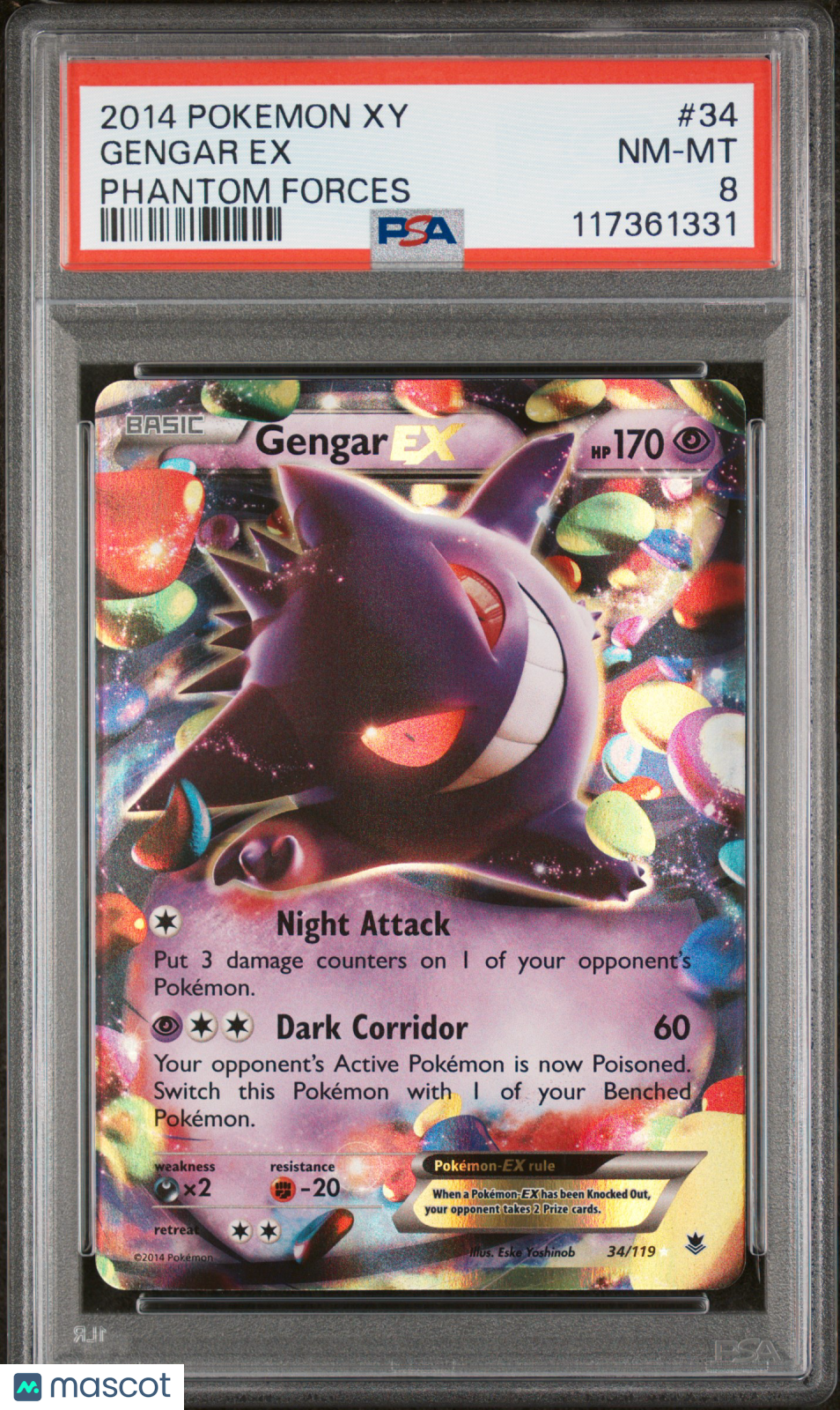 2014 Pokemon XY Phantom Forces Gengar EX PSA 8 #34
