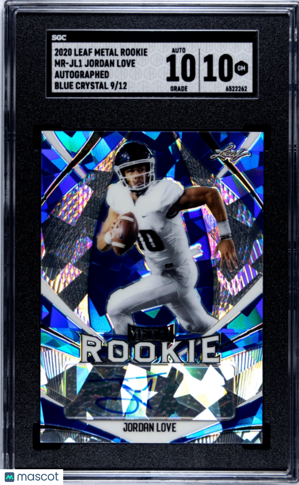 2020 Leaf Metal Rookie Jordan Love Autograph Blue Crystal 9/12 SGC 10 Auto 10