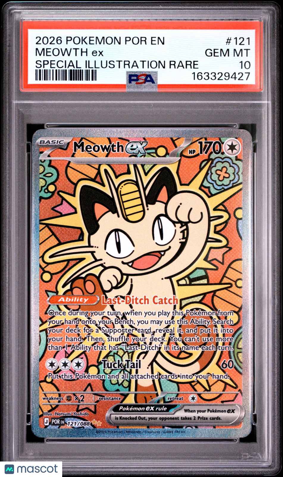 2026 Perfect Order Meowth ex Special Illustration Rare PSA 10 #121/088