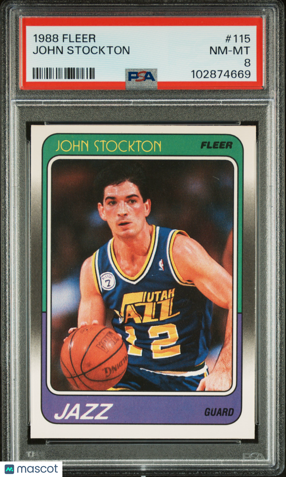 1988 Fleer John Stockton #115 PSA 8