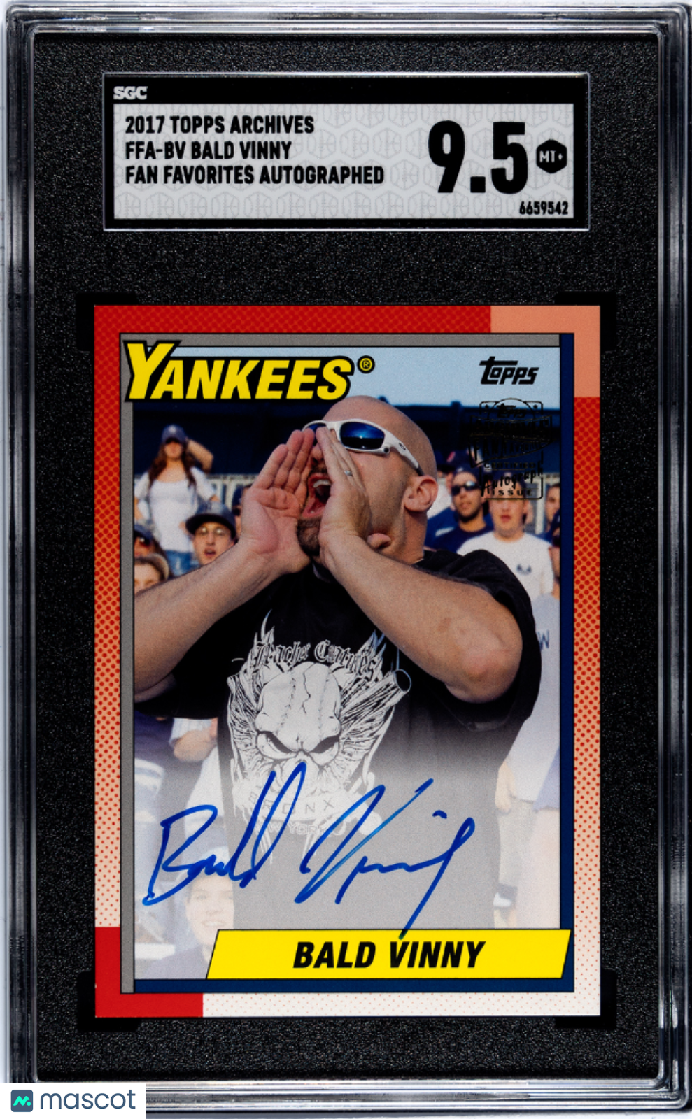 2017 Topps Archives Bald Vinny #FFA-BV Fan Favorites Autograph SGC 9.5