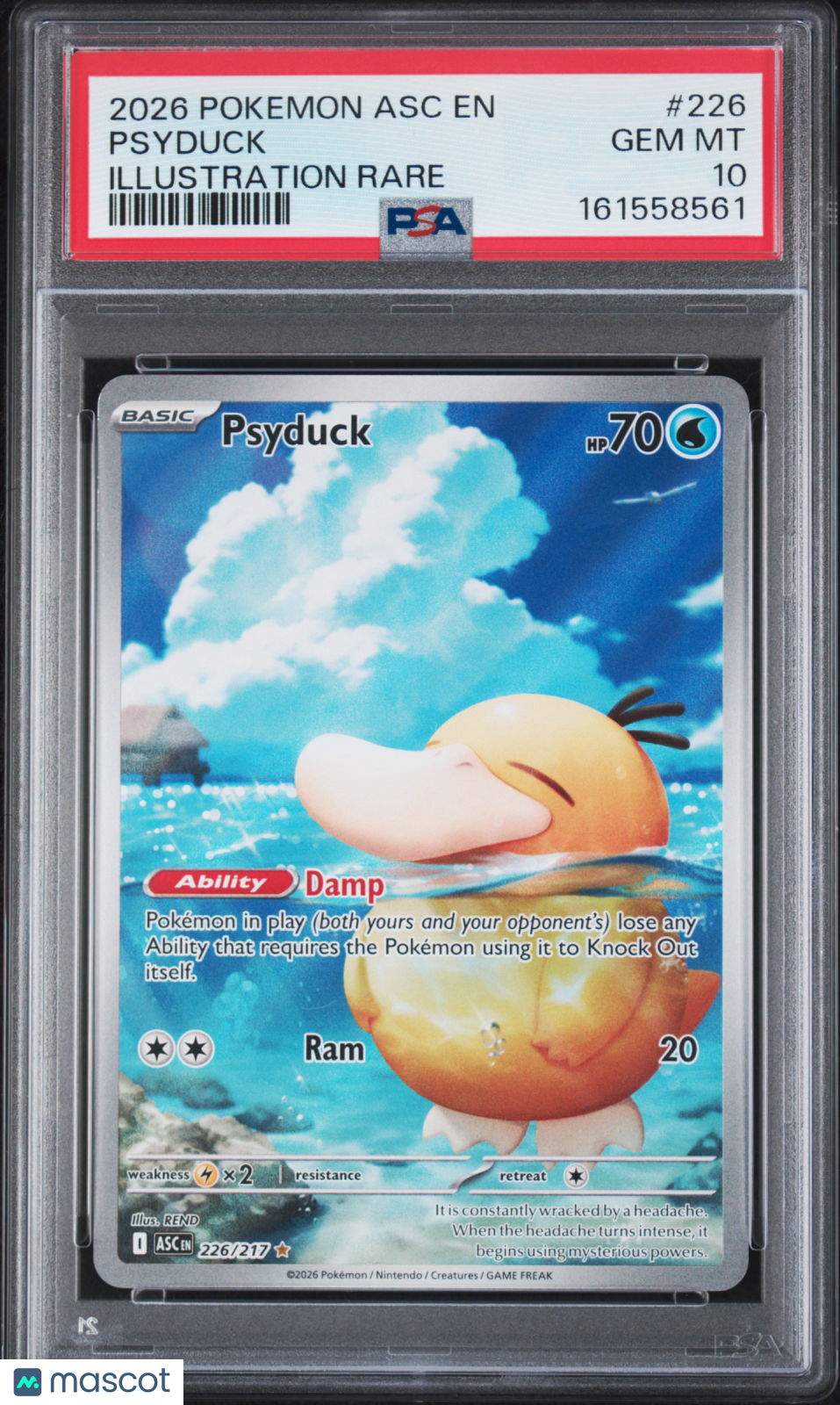 2026 Pokemon Ascended Heroes Psyduck Illustration Rare PSA 10 #226/217