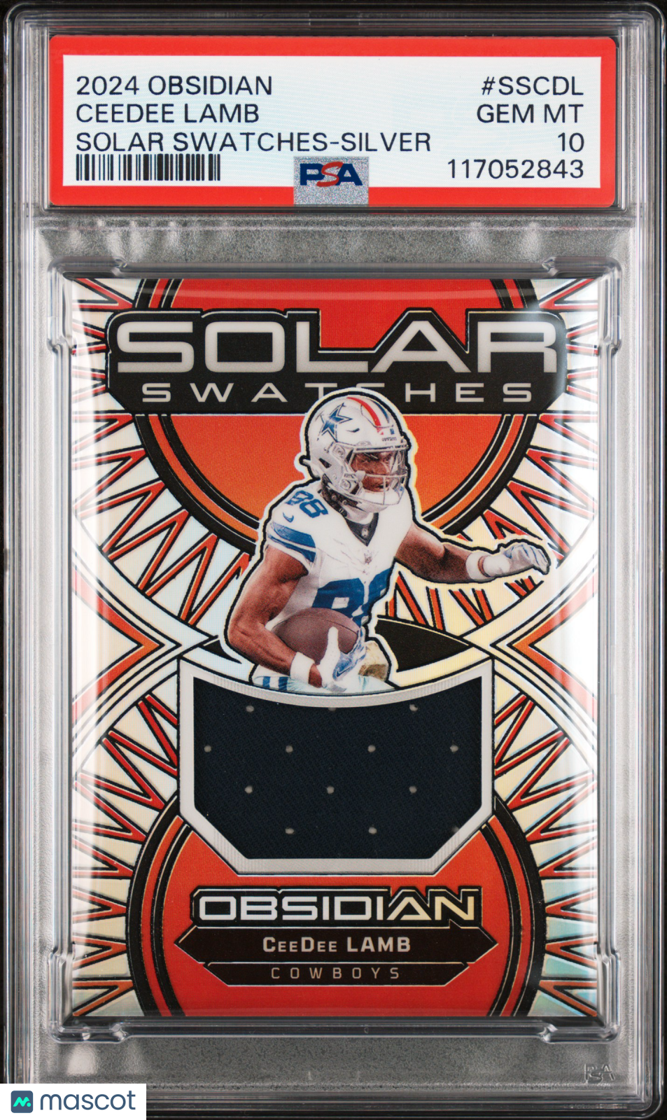 2024 Panini Obsidian Solar Swatches Ceedee Lamb #SSCDL Silver 69/99 PSA 10