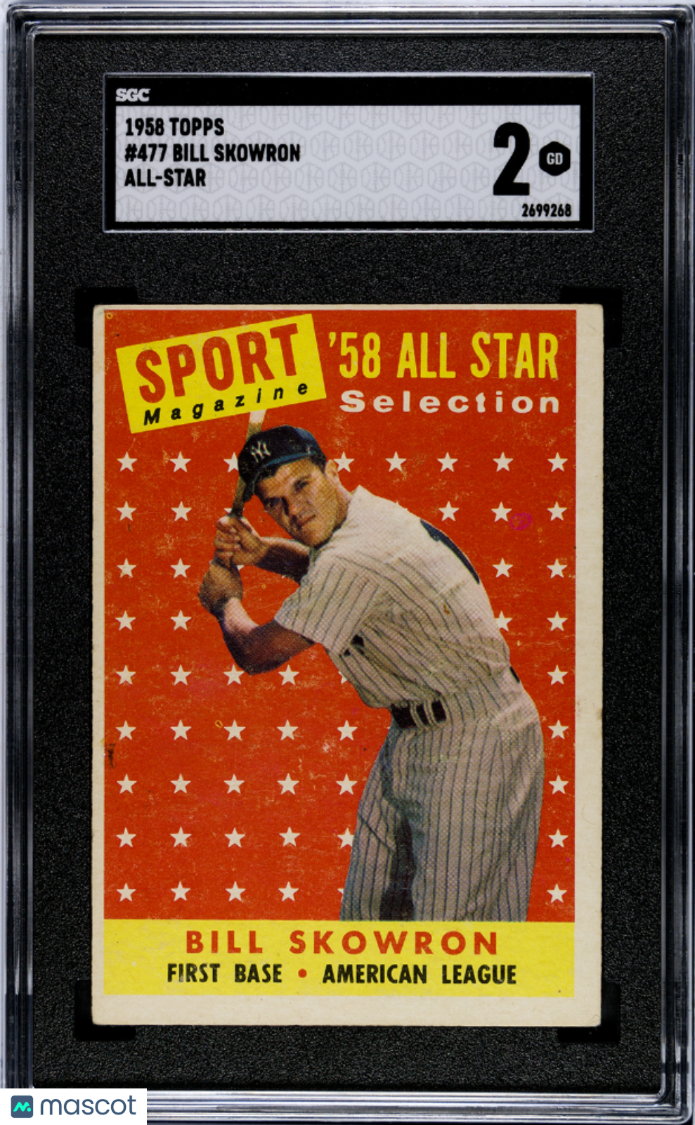 1958 Topps Bill Skowron #477 All Star SGC 2