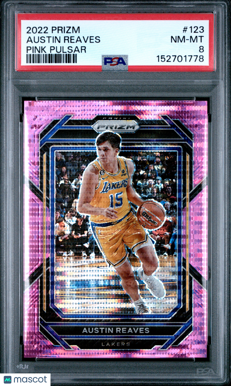 2022 Panini Prizm Austin Reaves #123 Pink Pulsar 26/42 PSA 8