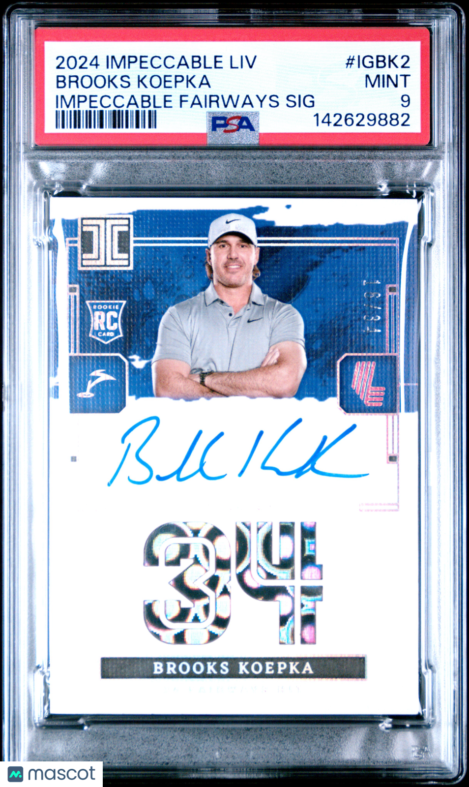 2024 Panini Impeccable LIV Fairways Signatures Brooks Koepka #IGBK2 16/34 PSA 9
