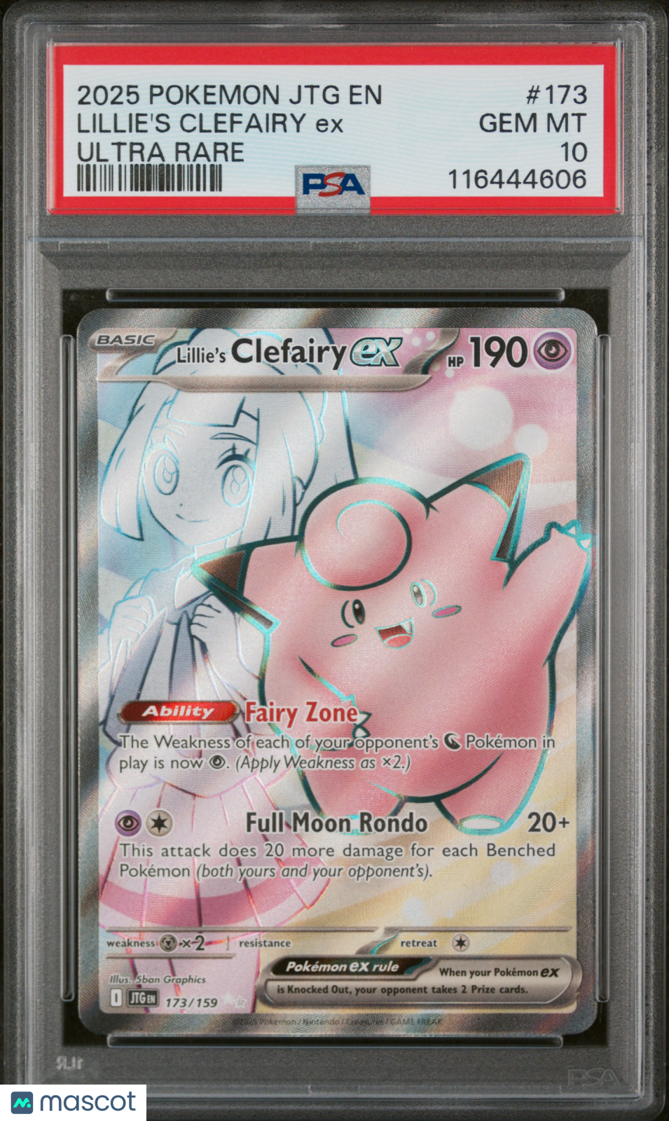 2025 Pokemon Journey Together Lillie's Clefairy ex Ultra Rare PSA 10 #173/159