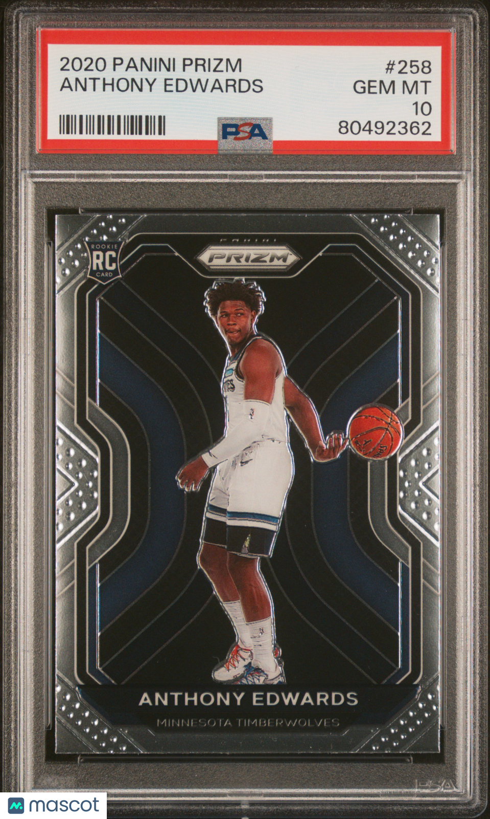 2020 Panini Prizm Anthony Edwards #258 RC PSA 10