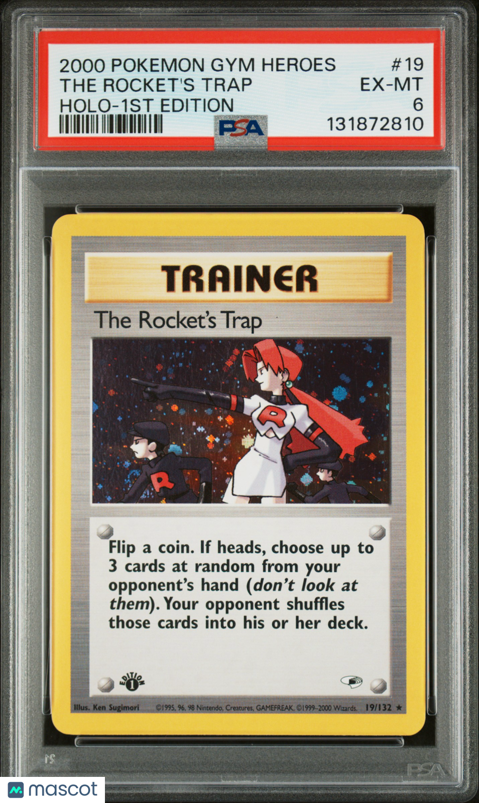 2000 Pokemon Gym Heroes The Rocket's Trap Holo-1st Edition PSA 6 #19