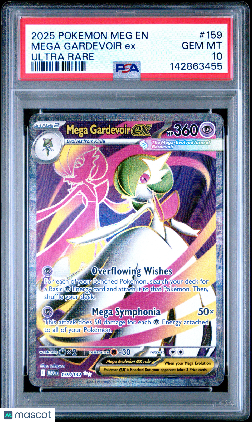 2025 Pokemon Meg EN-Mega Evolution Mega Gardevoir ex Ultra Rare PSA 10 #159