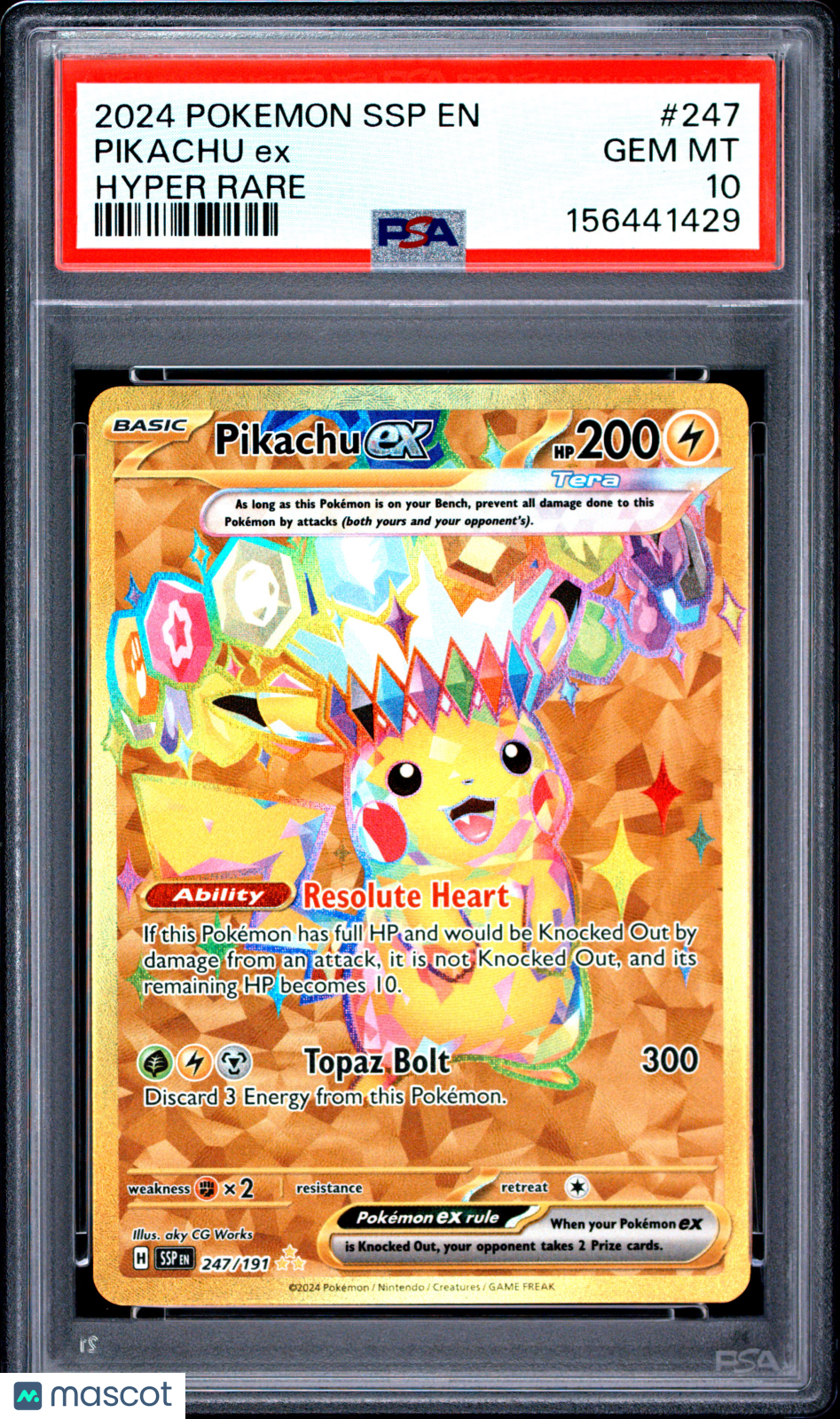 2024 Pokemon Surging Sparks Pikachu ex Hyper Rare PSA 10 #247/191