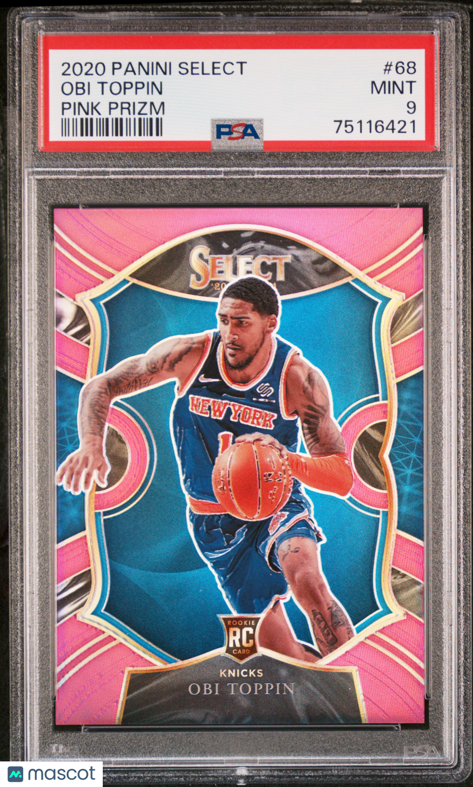 2020 Panini Select Obi Toppin #68 Pink Prizm RC PSA 9