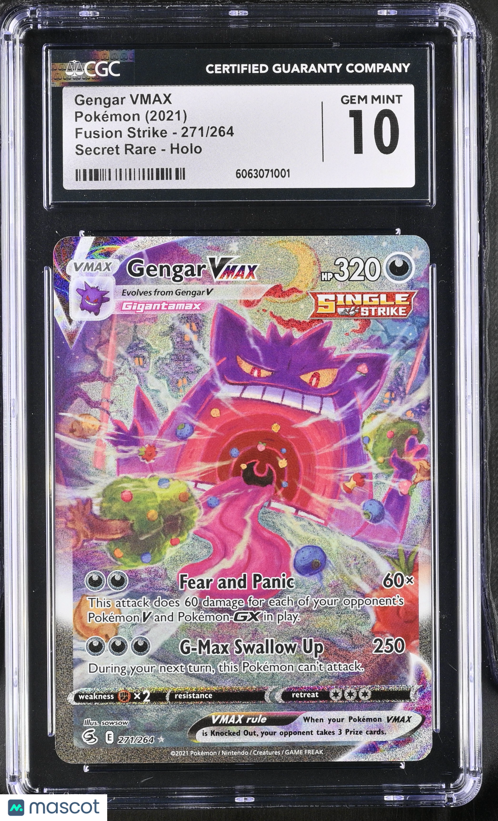 2021 SWSH Fusion Strike Gengar VMAX Holo Secret Rare CGC 10 #271/264