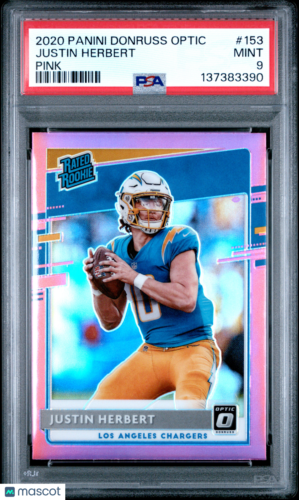 2020 Donruss Optic Rated Rookie Justin Herbert #153 Pink PSA 9