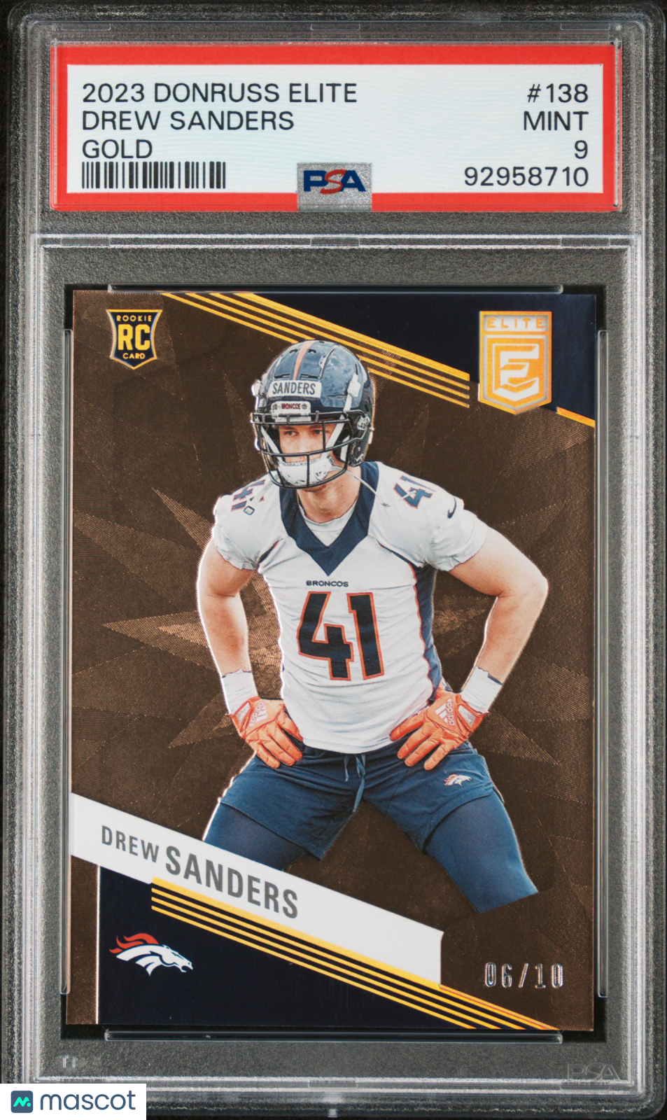 2023 Panini Donruss Elite Drew Sanders #138 Gold RC 06/10 PSA 9