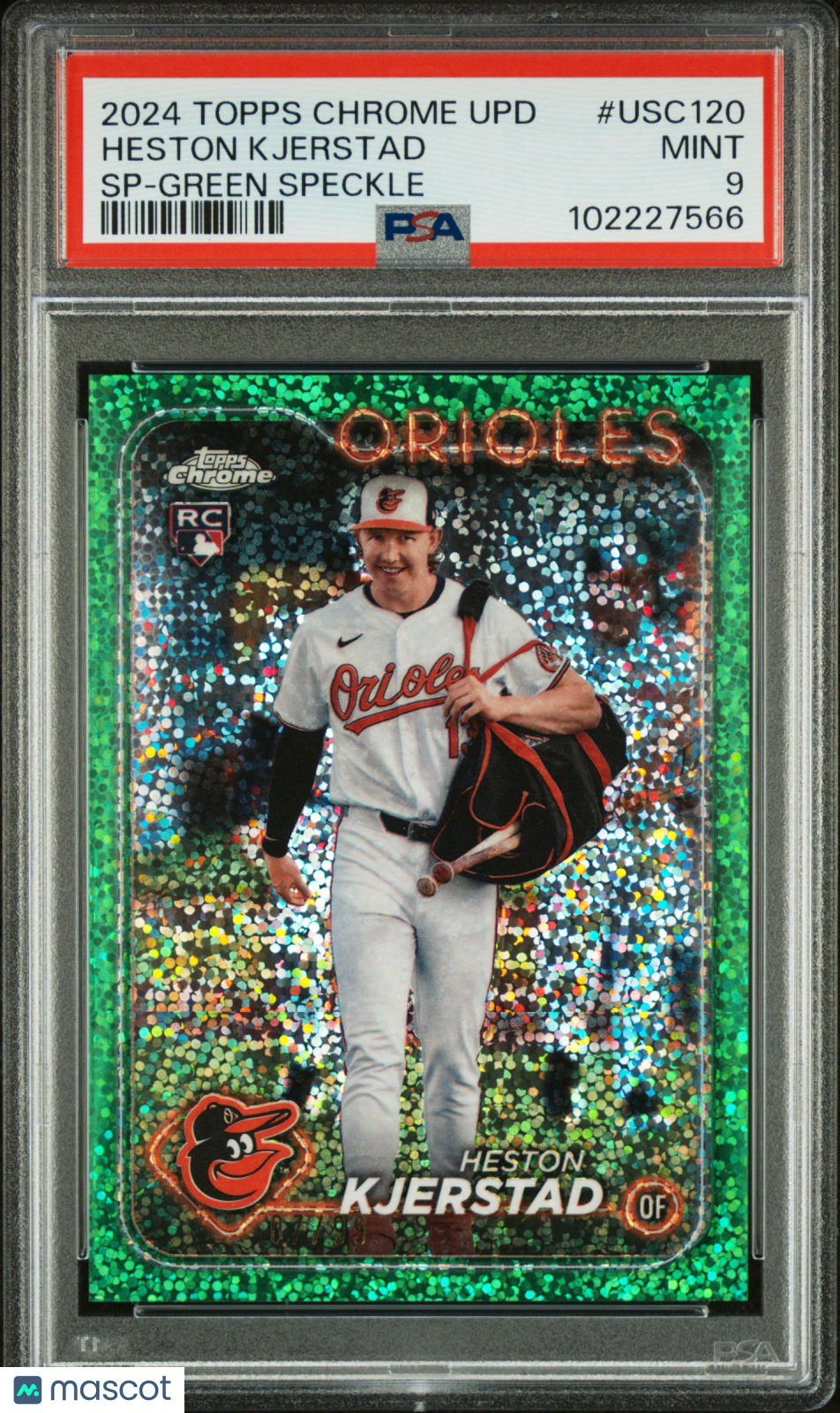 2024 Topps Chrome Update Heston Kjerstad #USC120 SP Green Speckle PSA 9