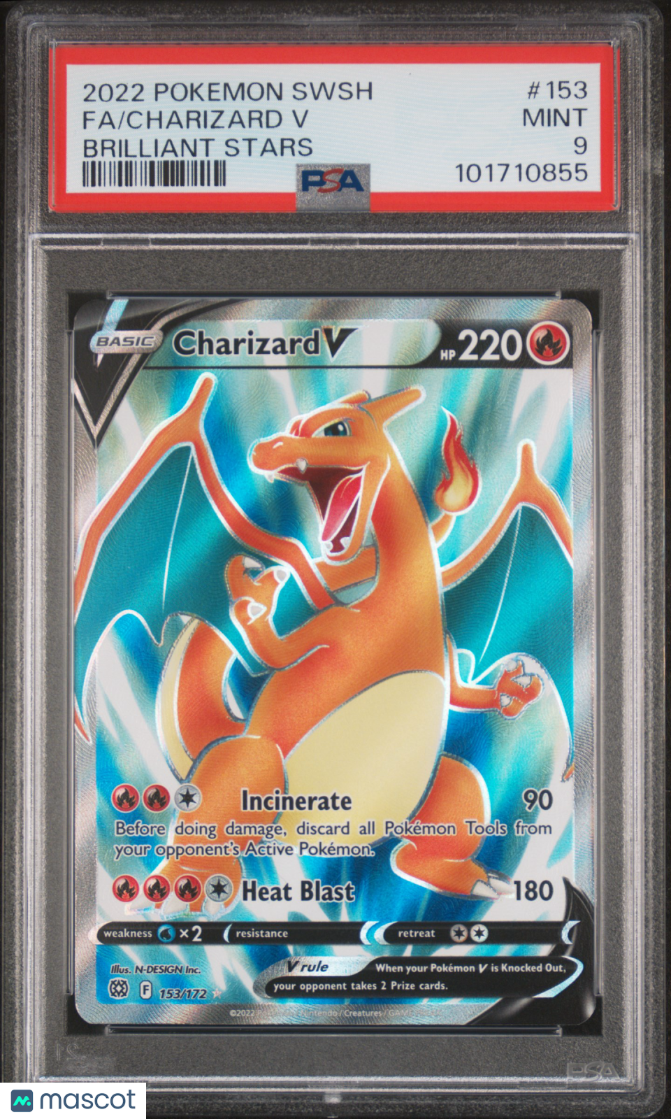 2022 Pokemon Sword & Shield Brilliant Stars Charizard V PSA 9 #153/172