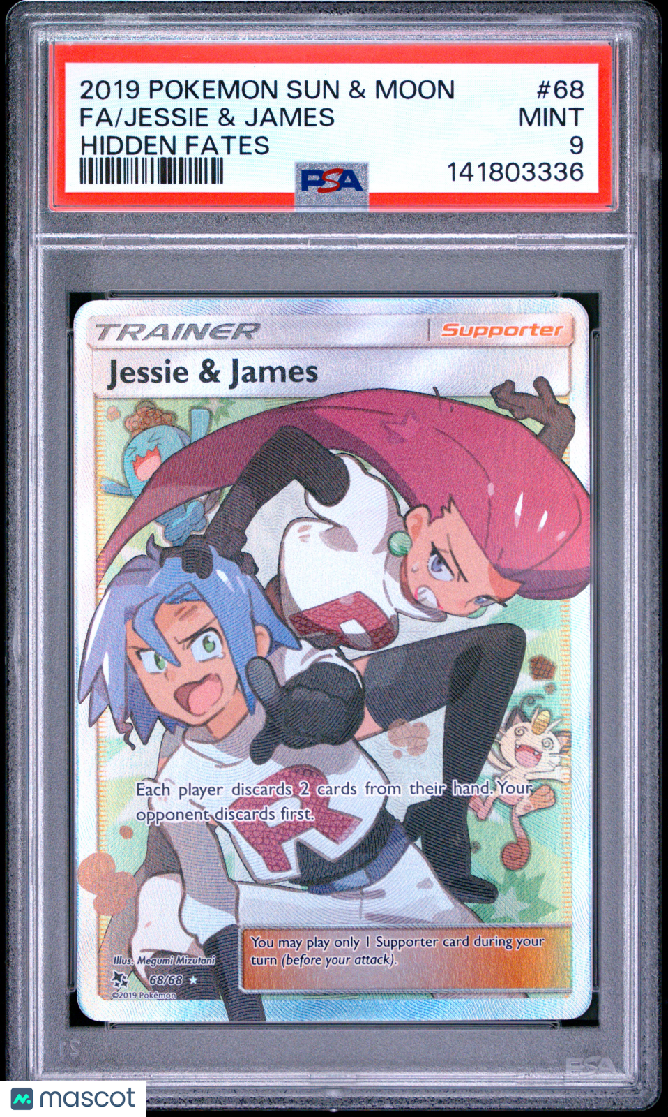 2019 Sun & Moon Hidden Fates Jessie & James PSA 9 #68/68