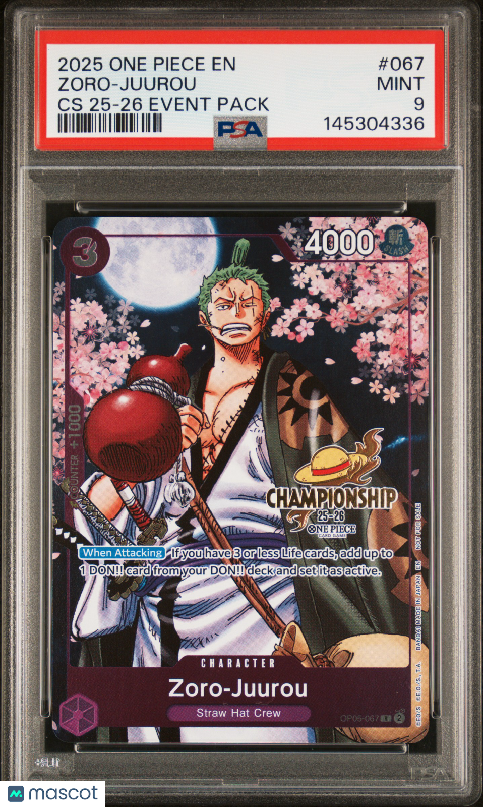 2025 One Piece Championship 2025-26 Event Pack Zoro-Juurou PSA 9 #067