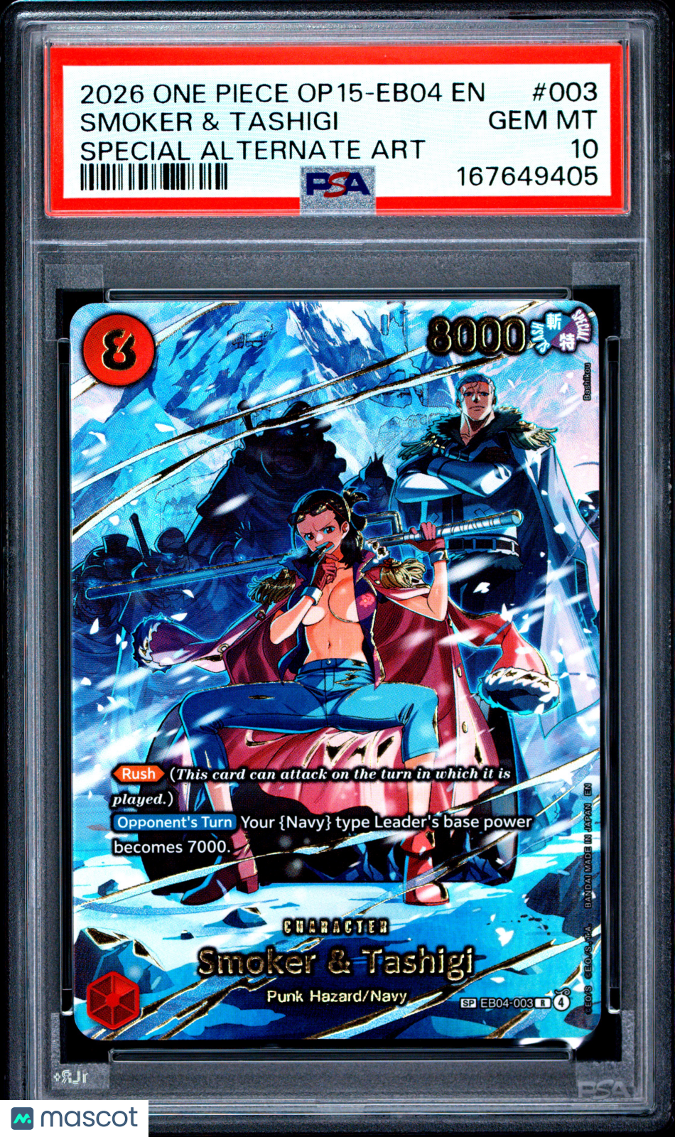 2026 One Piece Adventure On Kami's Island Smoker & Tashigi Alt. Art PSA 10 #003