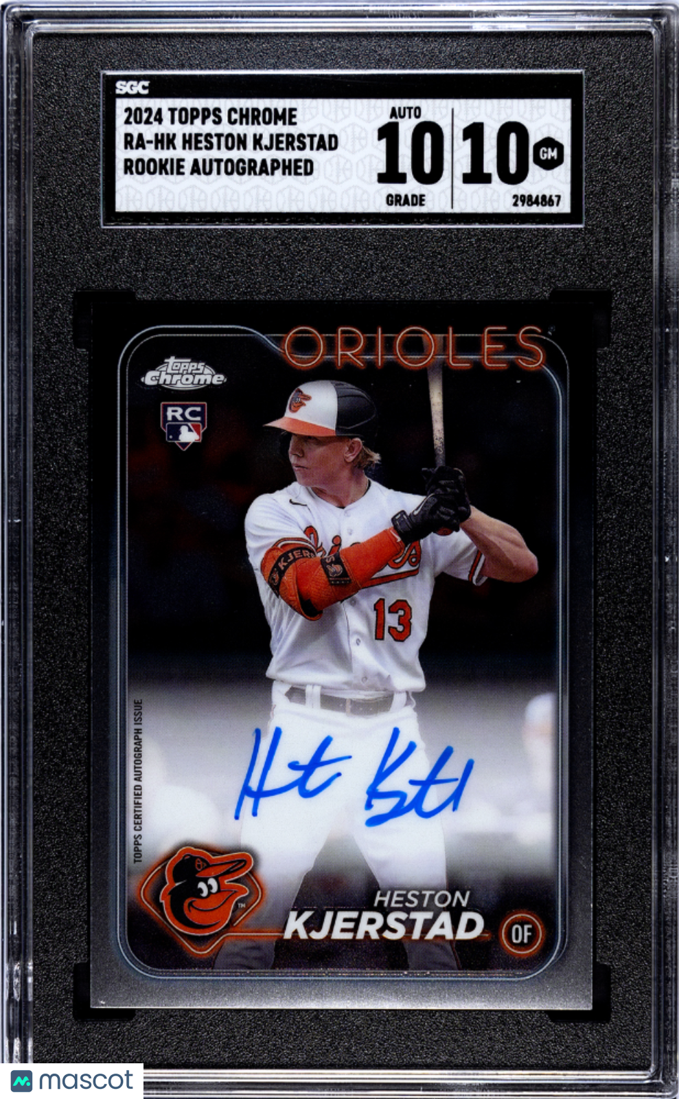 2024 Topps Chrome Heston Kjerstad #RA-HK Rookie Autograph SGC 10 Auto 10