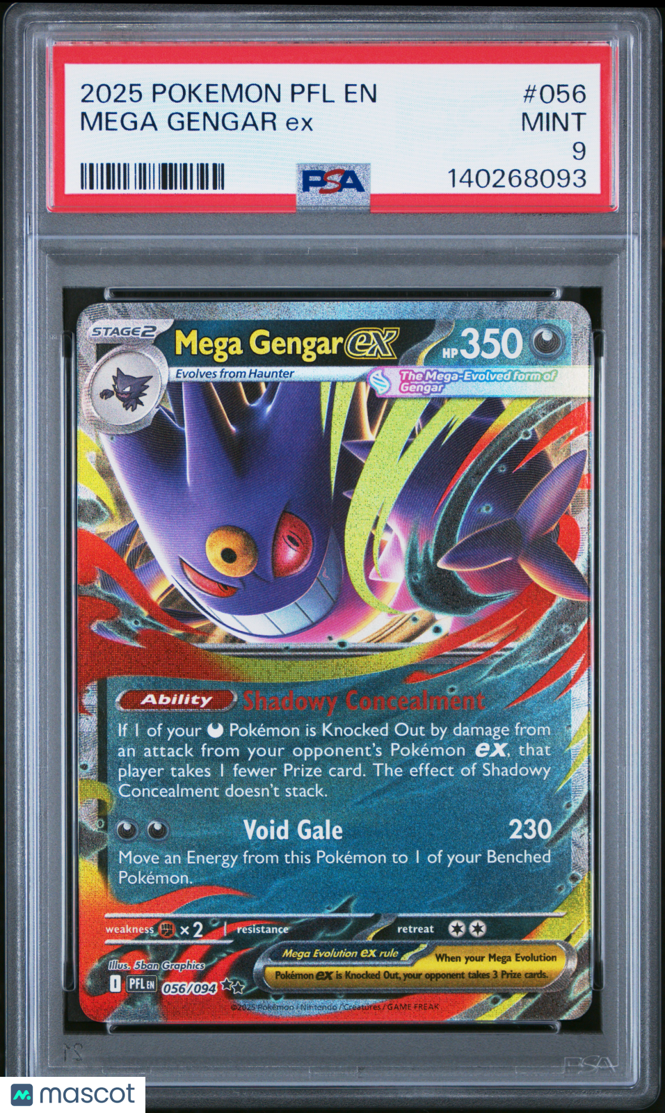 2025 Pokemon Phantasmal Flames Mega Gengar ex PSA 9 #056/094