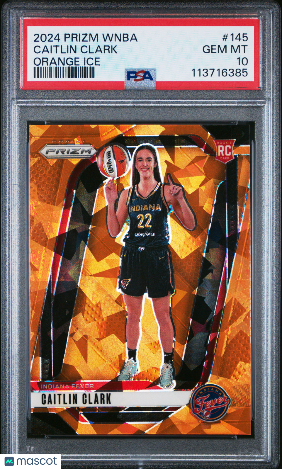 2024 Panini Prizm WNBA Caitlin Clark #145 Orange Ice PSA 10