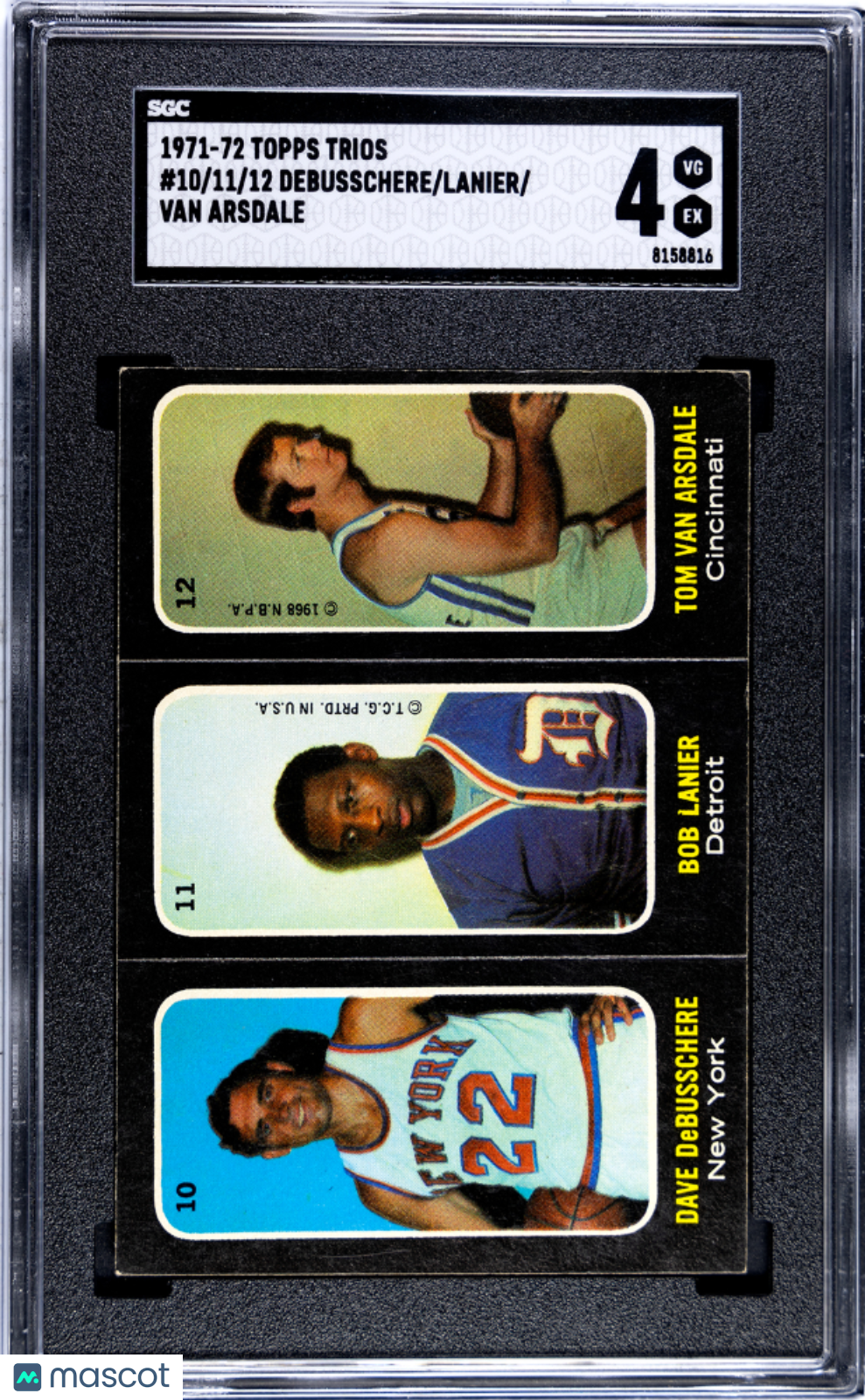 1971 Topps Trios Van Arsdale Lanier Debusschere #10/11/12 SGC 4