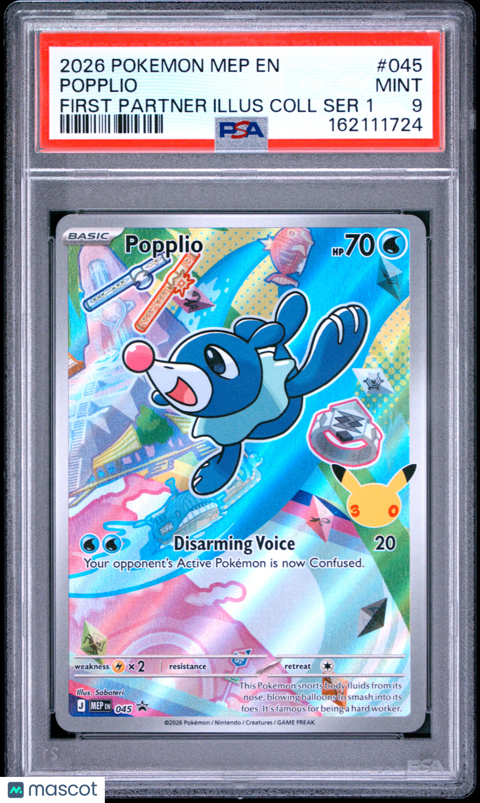 2026 Pokemon Mega Evolution Black Star Promo Popplio PSA 9 #045