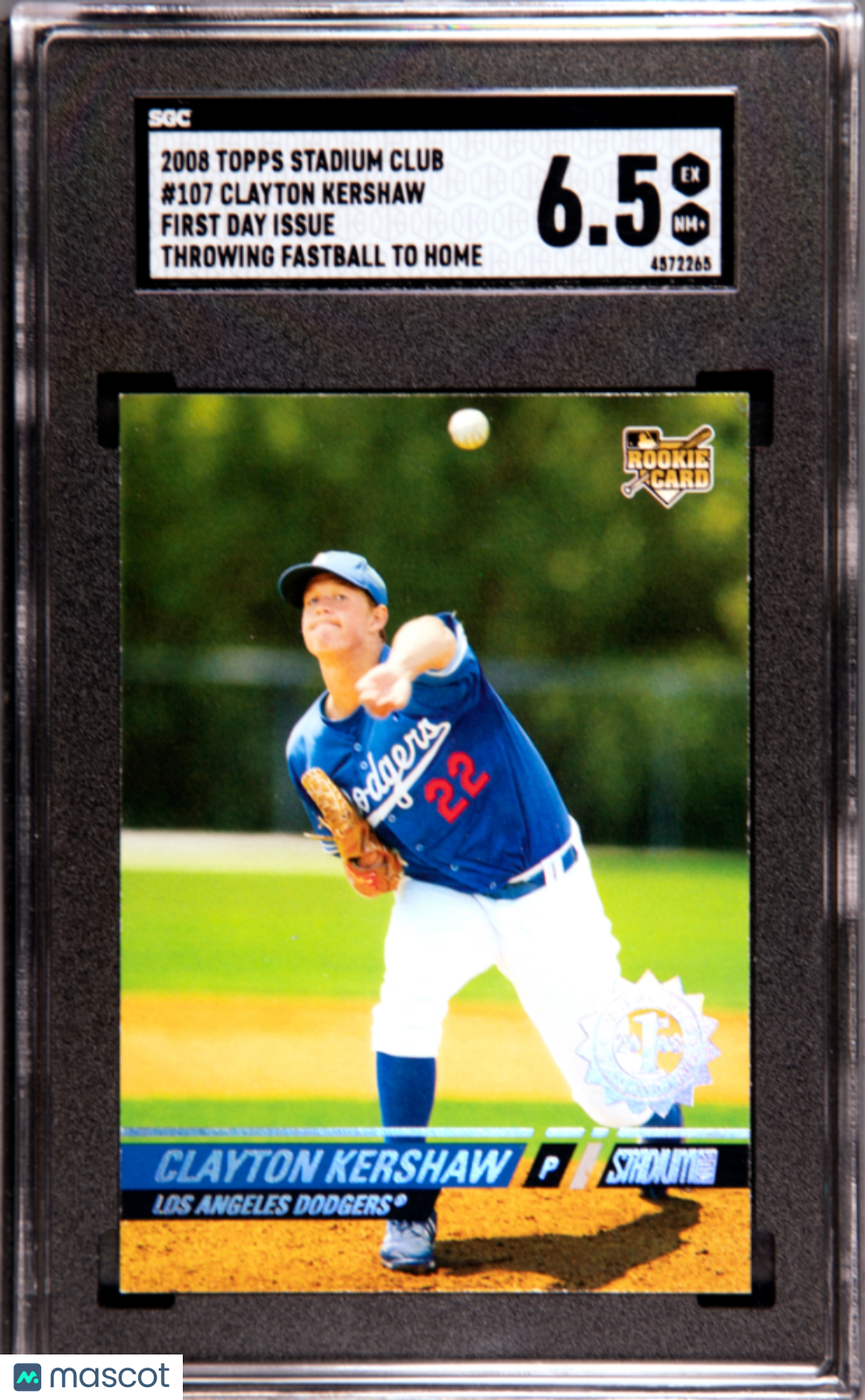2008 Topps Stadium Club Clayton Kershaw #107 Pitching First Day Issue SGC 6.5