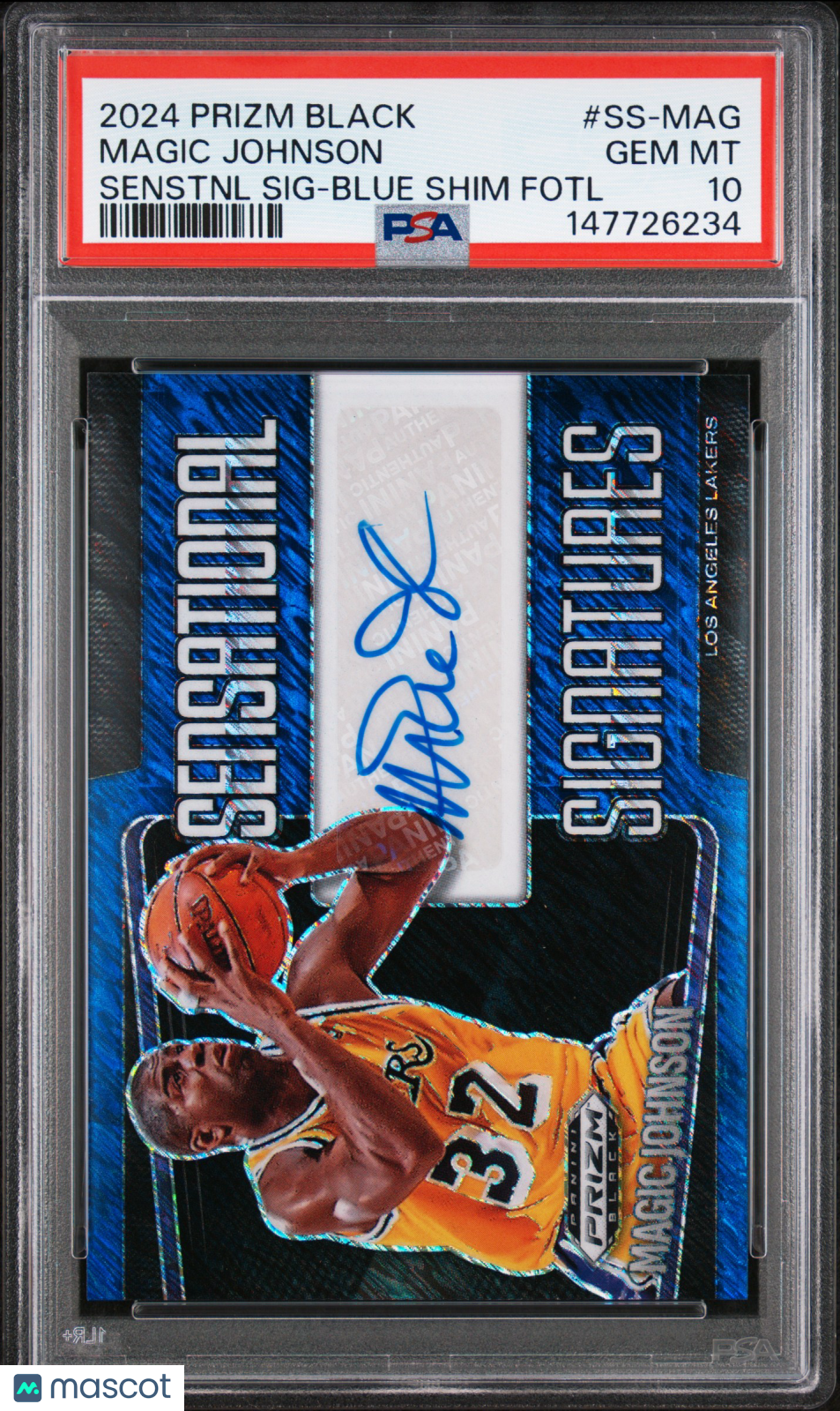 2024 Prizm Black Sensational Signatures Magic Johnson #SSMAG Blue Shimmer PSA 10