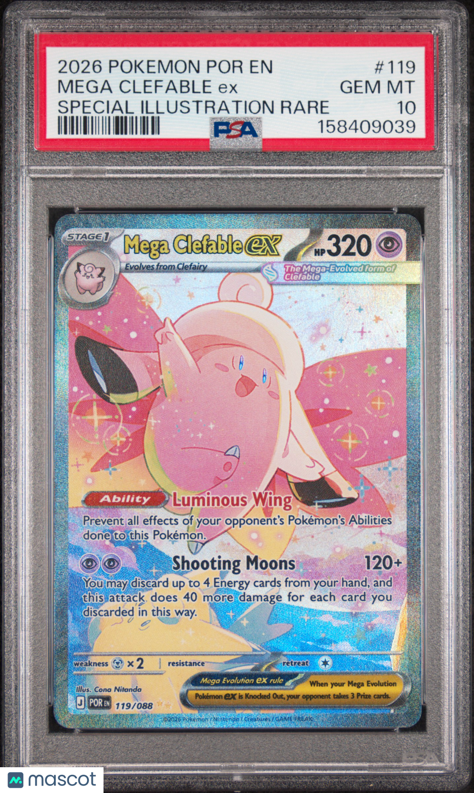 2026 Perfect Order Mega Clefable ex Special Illustration Rare PSA 10 #119/088