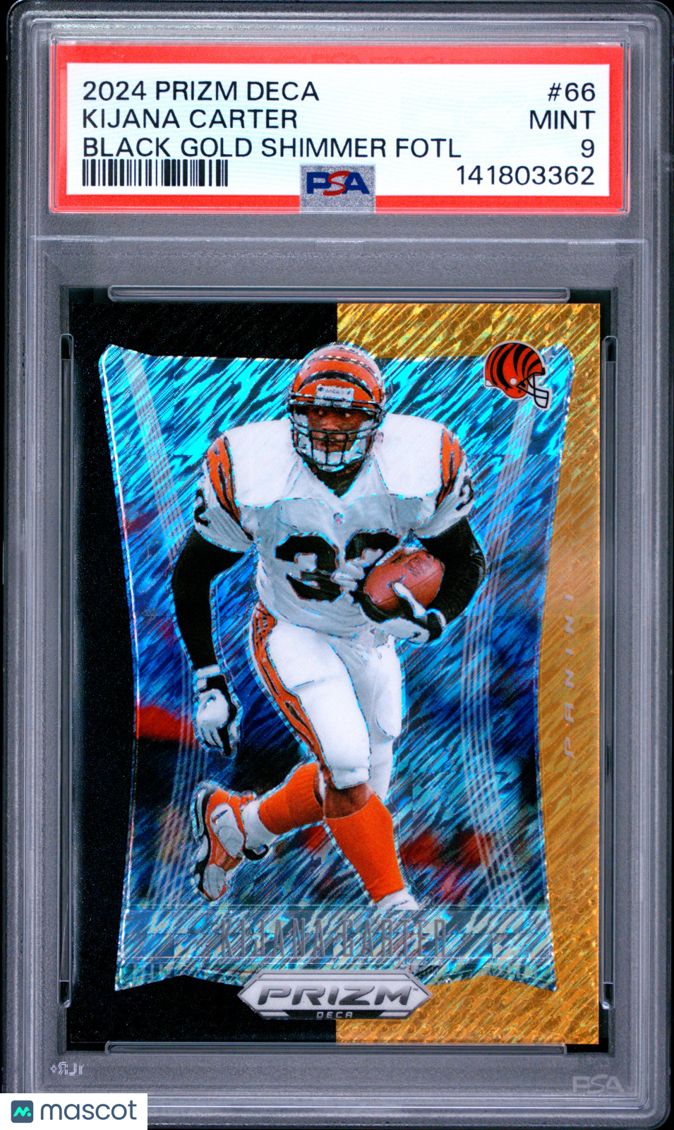 2024 Panini Prizm Deca Kijana Carter #66 Black Gold Shimmer FOTL 7/8 PSA 9