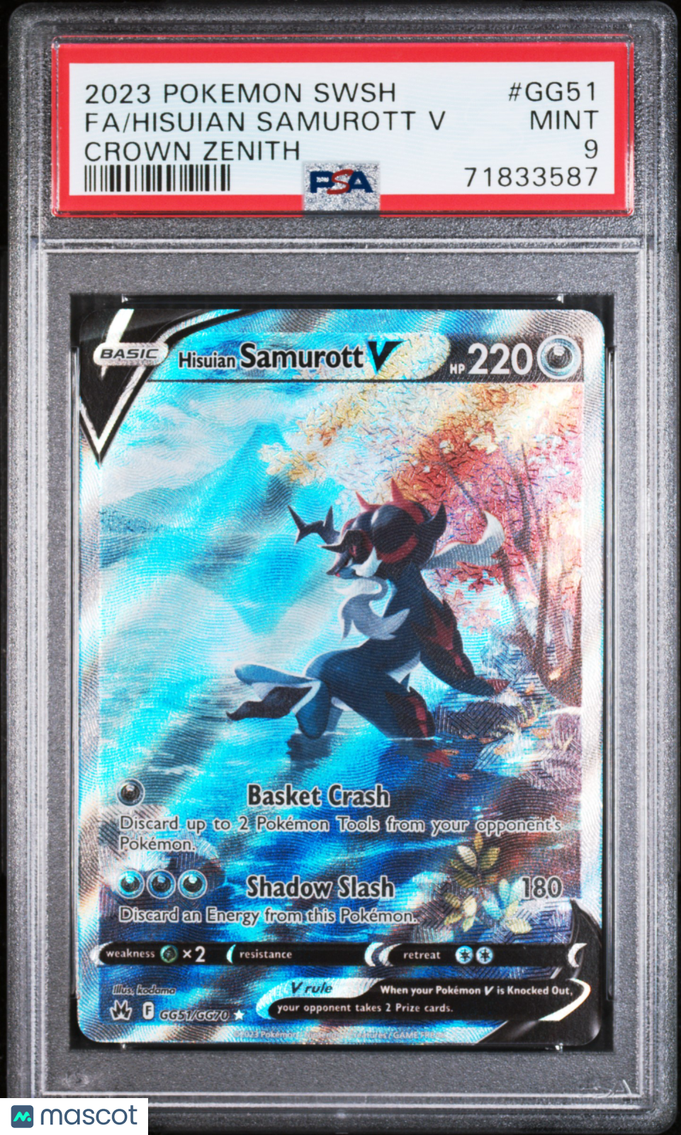 2023 Pokemon SWSH Crown Zenith Hisuian Samurott V PSA 9 #GG51