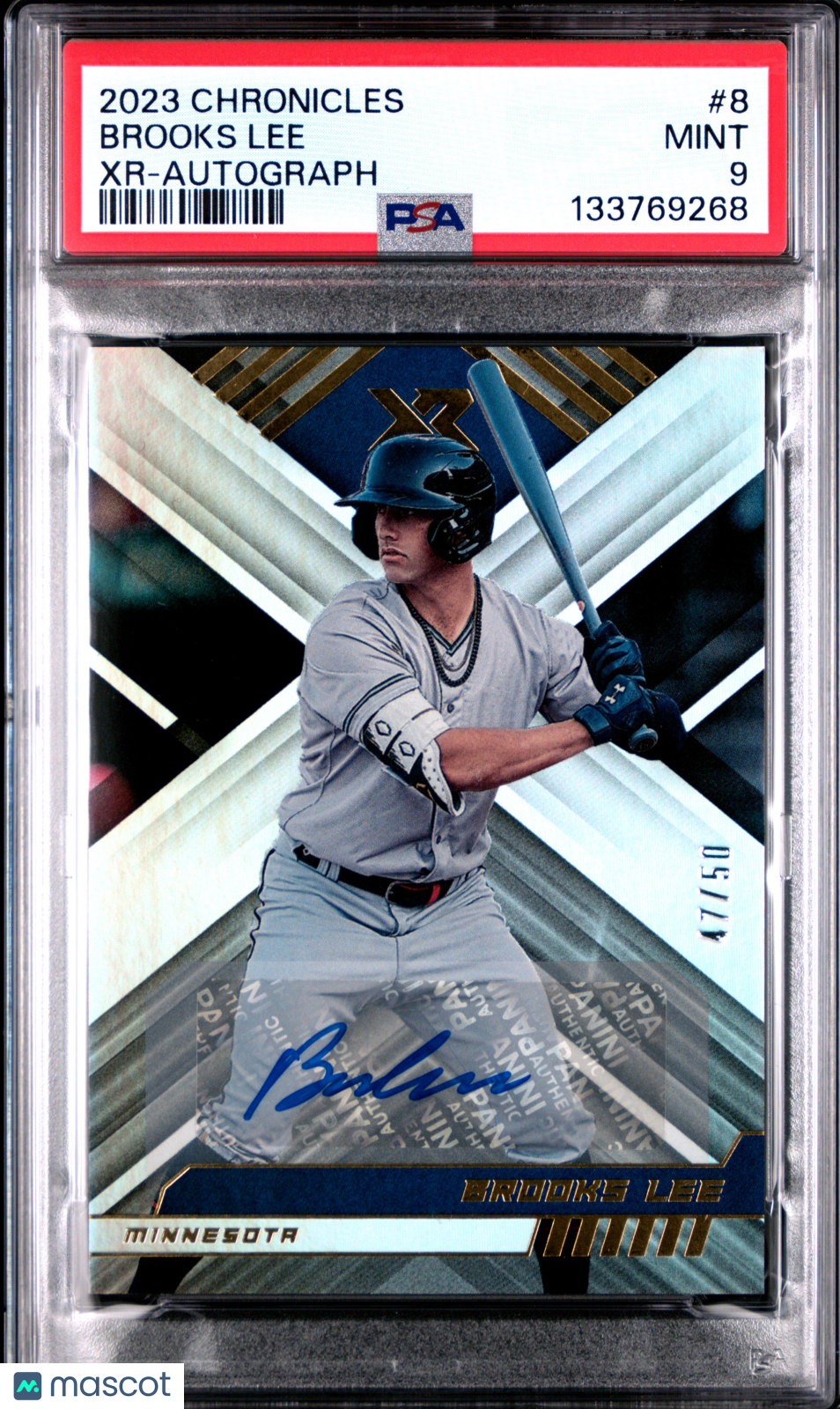 2023 Panini Chronicles XR Brooks Lee #8 Autograph 47/50 PSA 9