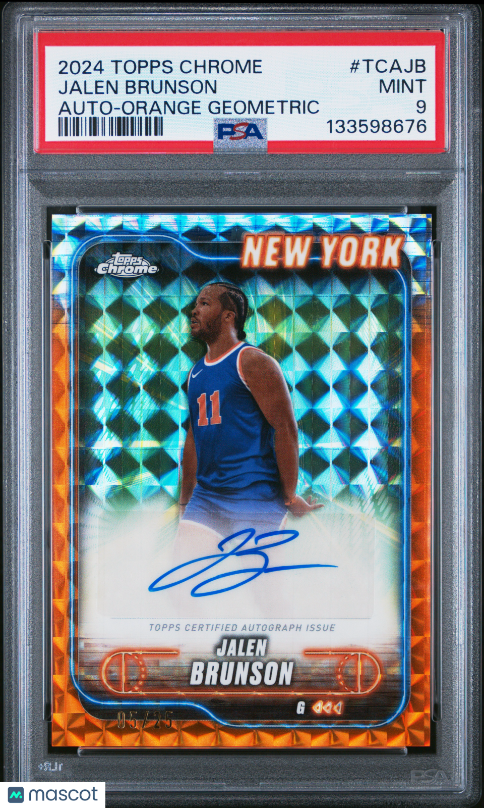 2024 Topps Chrome Autographs Jalen Brunson #TCA-JB Orange Geometric 05/25 PSA 9