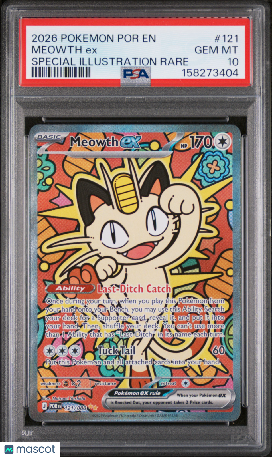 2026 Pokemon Perfect Order Meowth ex Special Illustration Rare PSA 10 #121/088