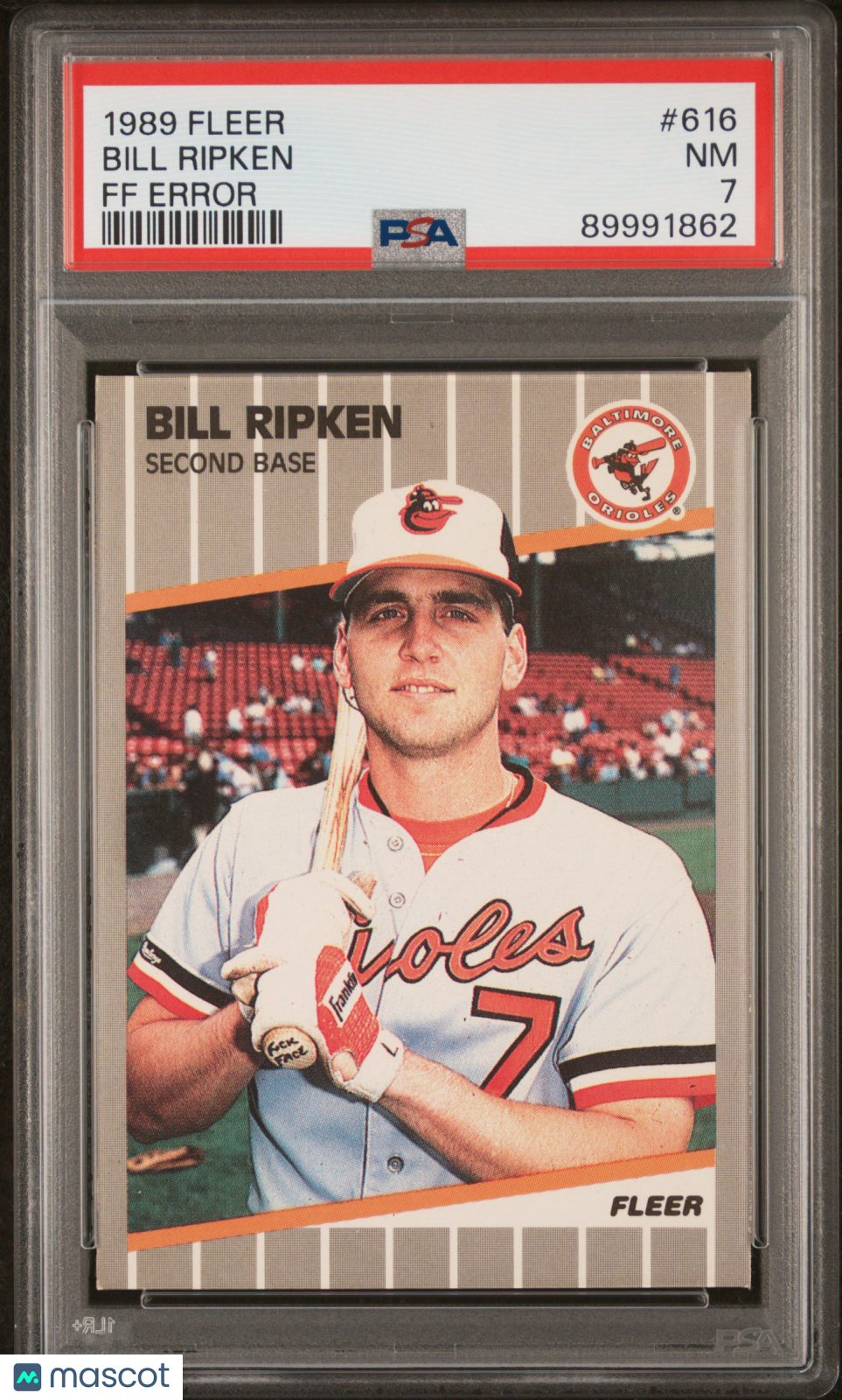 1989 Fleer Bill Ripken #616 FF Error PSA 7