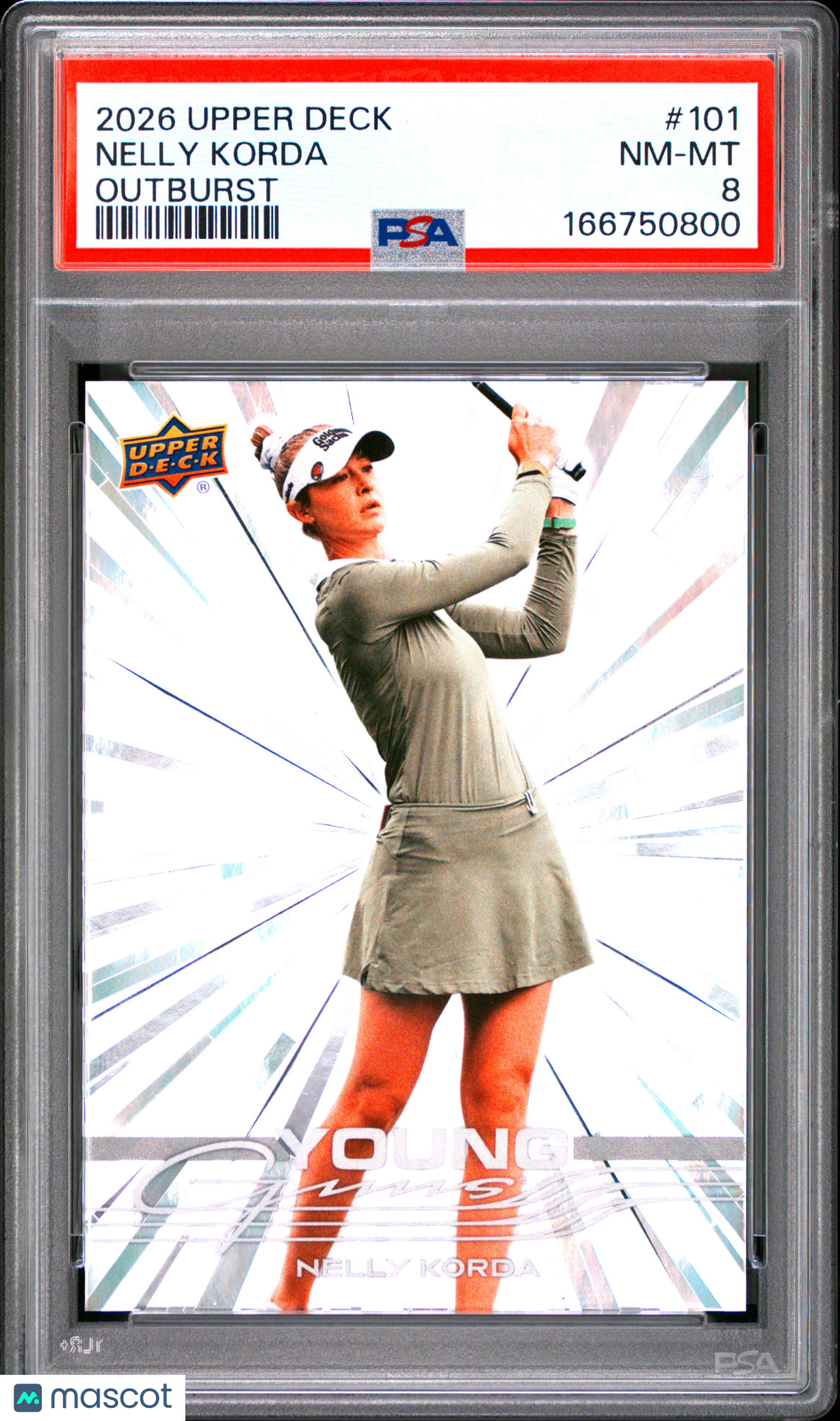 2026 Upper Deck Golf Young Guns Nelly Korda #101 Outburst PSA 8