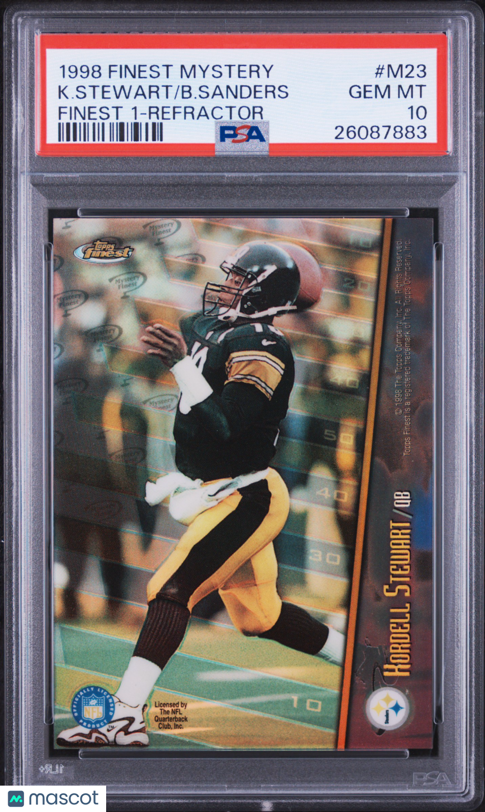 1998 Finest Mystery Finest 1 B. Sanders K. Stewart #M23 Refractor (pop 2) PSA 10