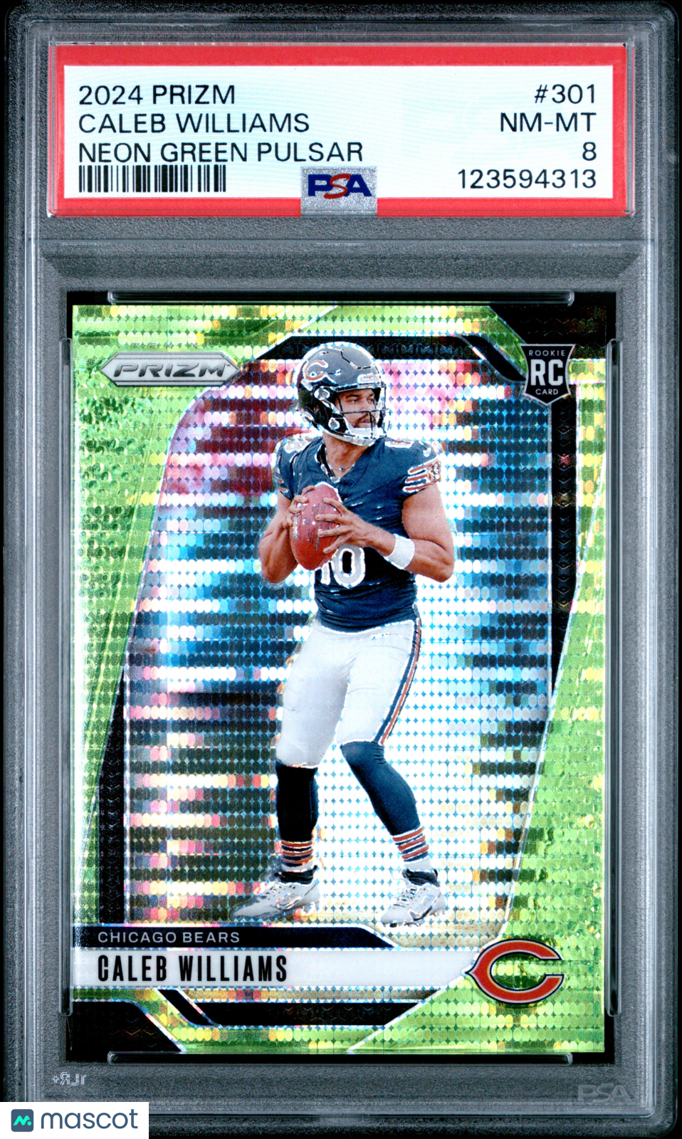 2024 Panini Prizm Caleb Williams #301 Neon Green Pulsar PSA 8
