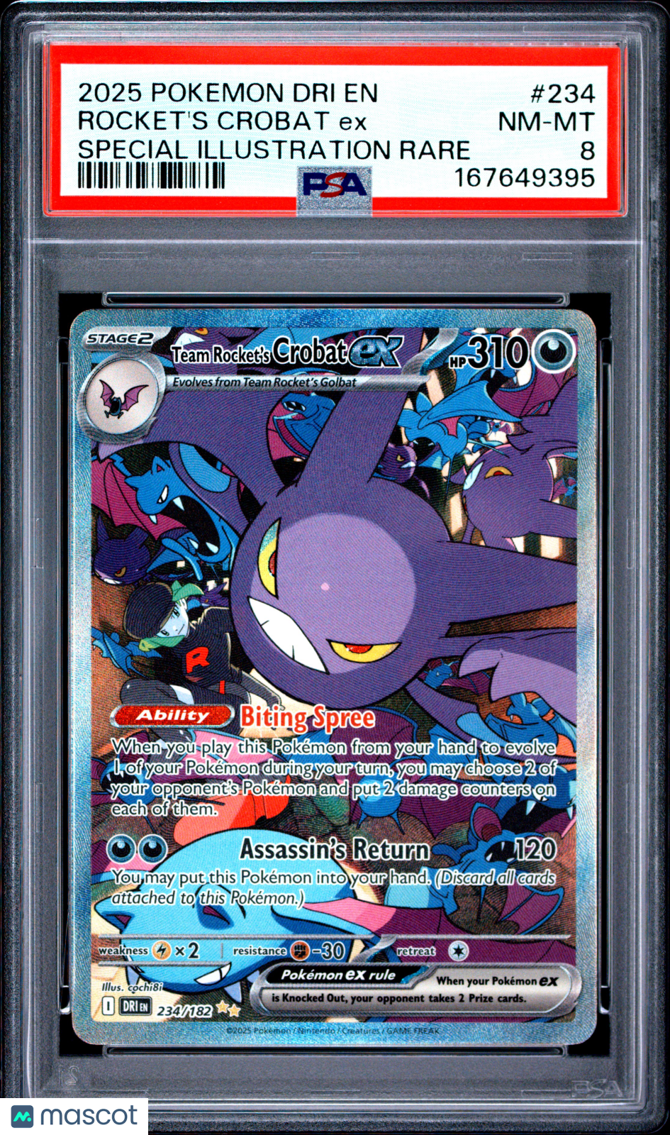 2025 Destined Rivals Rocket's Crobat ex Special Illustration Rare PSA 8 #234/182