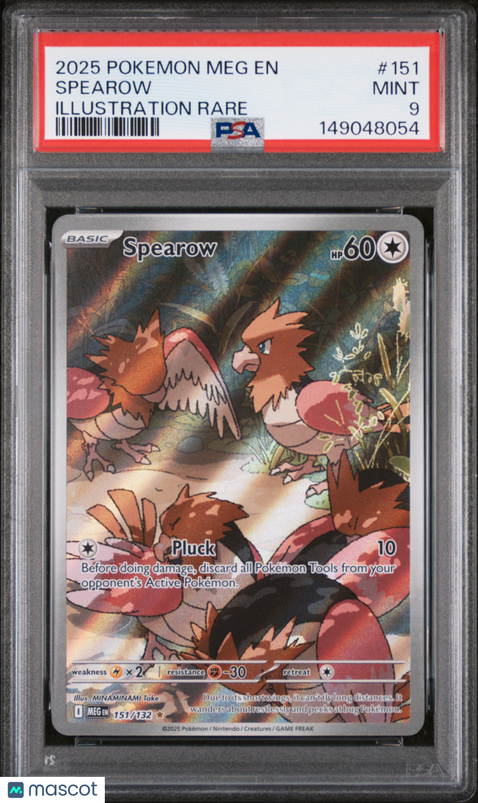 2025 Pokemon Mega Evolution Spearow Illustration Rare PSA 9 #151/132