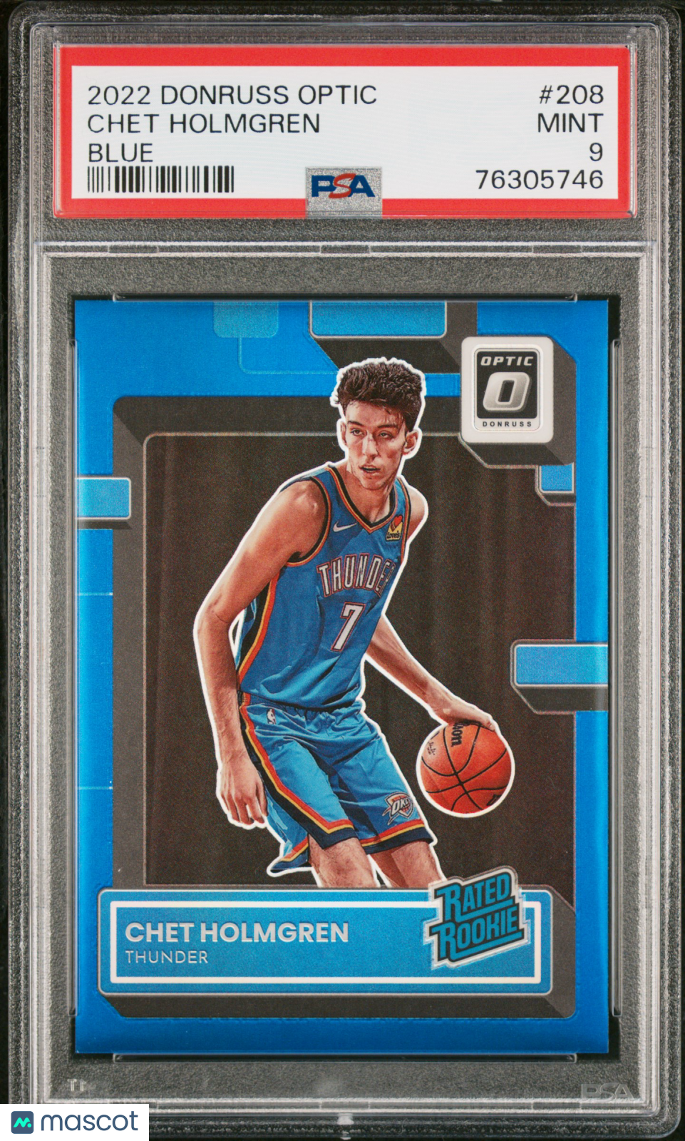2022 Donruss Optic Rated Rookie Chet Holmgren #208 Blue 38/49 PSA 9