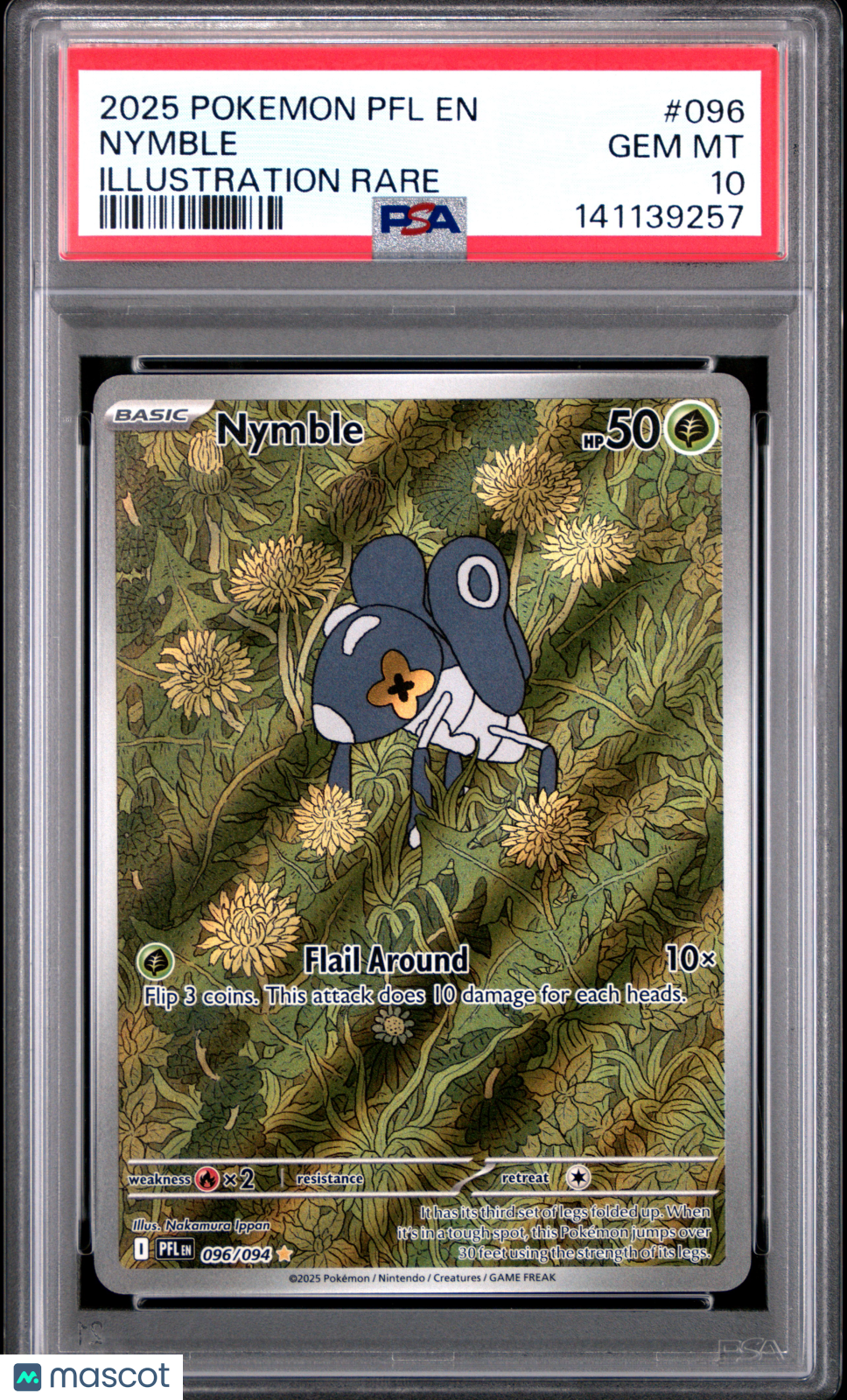 2025 Pokemon PFL EN-Phantasmal Flames Nymble Illustration Rare PSA 10 #096