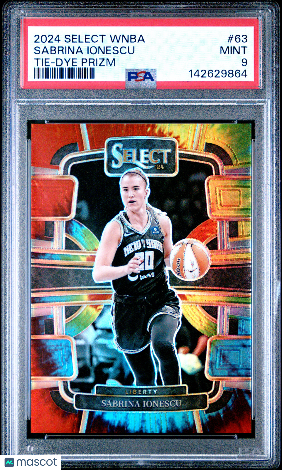 2024 Panini Select WNBA Sabrina Ionescu #63 Tie Dye Prizm 21/25 PSA 9