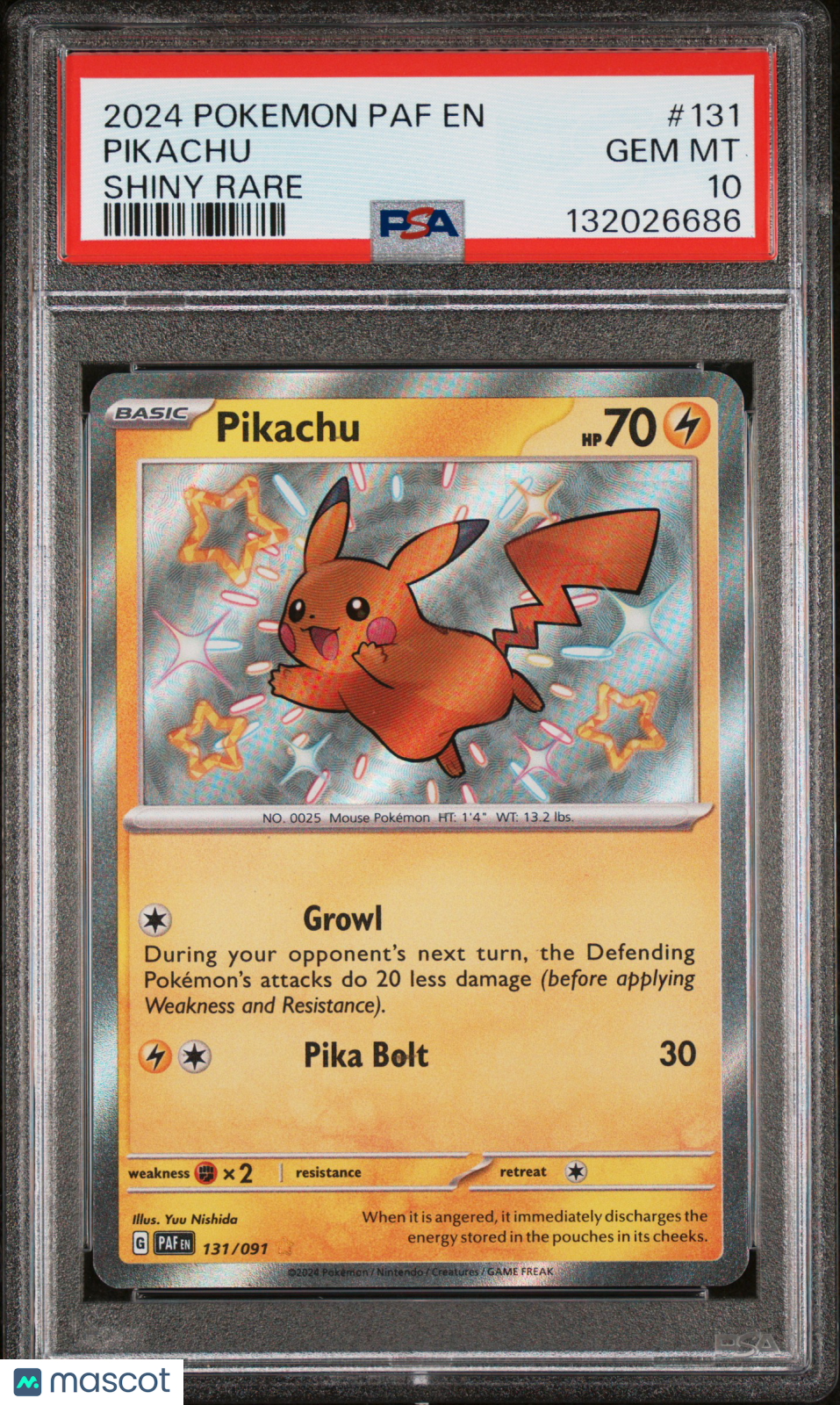 2024 Pokemon Paldean Fates Pikachu Shiny Rare PSA 10 #131